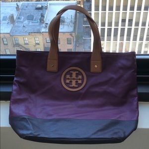 Tory Burch Jaden Violet Purple Canvas Tote